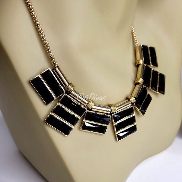 Gold and Black Choker Necklace - Picture 2 of 6